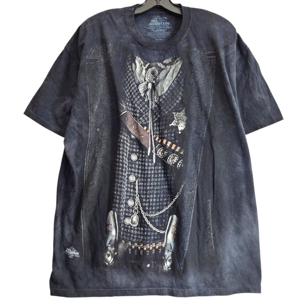 THE MOUNTAIN Shirt Adult XL Black Tie-Dye WESTERN COWBOY SHERIFF Outlaw Graphic